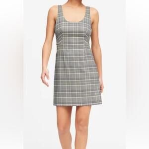 Banana Republic Dress Shift Black Yellow Plaid Size 2 Petite